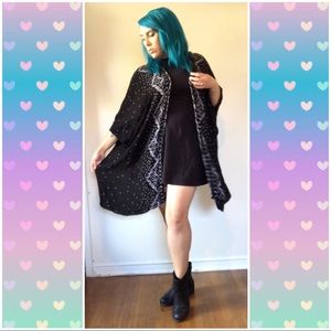 Vintage Black and White Shawl with Arm Holes
